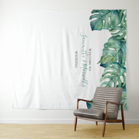 熱帯パーム離れの写真の背景 タペストリー (インサイチュ(横))