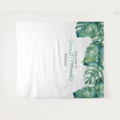 熱帯パーム離れの写真の背景 タペストリー (正面(横))