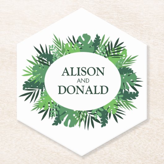 熱帯パーム離れの夏のジャングル名 ペーパーコースター (正面)