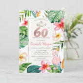 熱帯パーム離れの花ピンクのフラミンゴ60th 招待状 (スタンド正面)