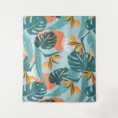 熱帯パーム離れハイビスカスと形状パターン タペストリー (正面)