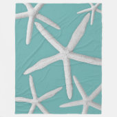 熱帯ヒトデのシーライフのターコイズの海の青いビーチ フリースブランケット (正面)