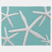 熱帯ヒトデのシーライフのターコイズの海の青いビーチ フリースブランケット (正面(横))
