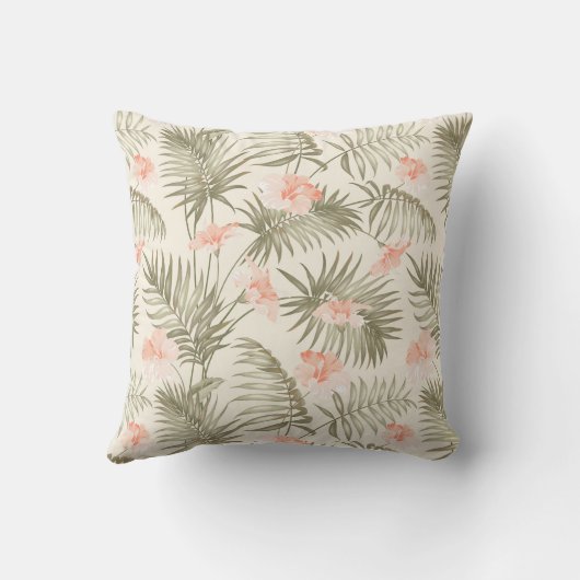 熱帯ヒビスカスヤシの木のパターン クッション (裏面)