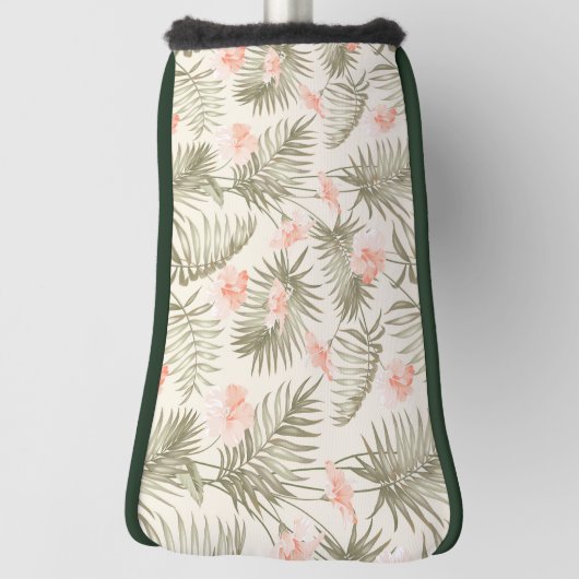 熱帯ヒビスカスヤシの木のパターン ゴルフヘッドカバー (回転90)