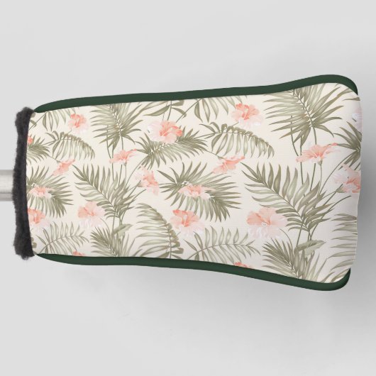 熱帯ヒビスカスヤシの木のパターン ゴルフヘッドカバー (正面)