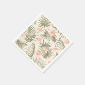 熱帯ヒビスカスヤシの木のパターン スタンダードカクテルナプキン (角)