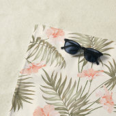 熱帯ヒビスカスヤシの木のパターン ビーチタオル (インサイチュ)