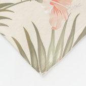 熱帯ヒビスカスヤシの木のパターン フリースブランケット (角)