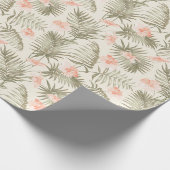 熱帯ヒビスカスヤシの木のパターン ラッピングペーパー (角)