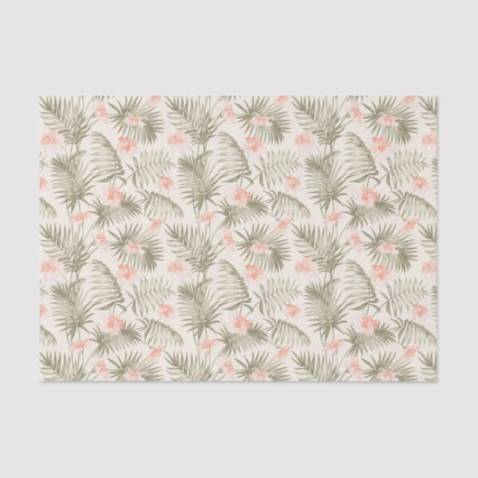 熱帯ヒビスカスヤシの木のパターン 薄葉紙 (正面)