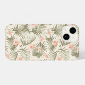 熱帯ヒビスカスヤシの木のパターン iPhoneケース (裏面横)