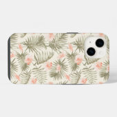 熱帯ヒビスカスヤシの木のパターン iPhoneケース (裏面横)
