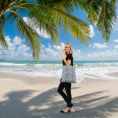 熱帯ヒブスカスビーチサンダルの葉ピンク・モノグラム トートバッグ