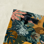 熱帯ヒョウと虎のプリントのジャングル ビーチタオル (インサイチュ)