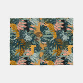 熱帯ヒョウと虎のプリントのジャングル フリースブランケット (正面(横))