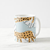 熱帯ヒョウ動物とモンステ葉ラヤシe コーヒーマグカップ (正面右)