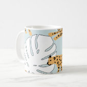 熱帯ヒョウ動物とモンステ葉ラヤシe コーヒーマグカップ (正面左)