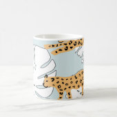 熱帯ヒョウ動物とモンステ葉ラヤシe コーヒーマグカップ (中央)