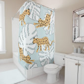 熱帯ヒョウ動物とモンステ葉ラヤシe シャワーカーテン (インサイチュ)