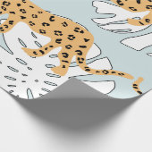 熱帯ヒョウ動物とモンステ葉ラヤシe ラッピングペーパー (角)
