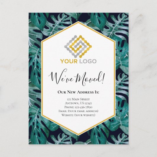 熱帯ビジネス引っ越しのお知らせはがき ポストカード (正面)