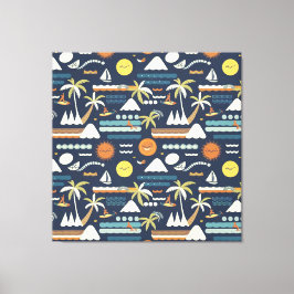 熱帯ビーチおもしろいパターン キャンバスプリント
