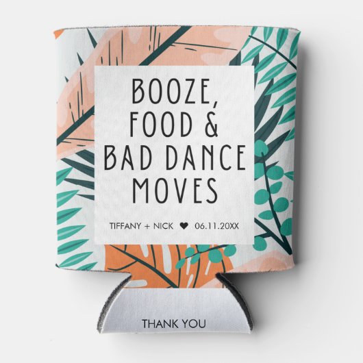 熱帯ビーチおもしろい結婚式の引き出物 缶クーラー (正面)