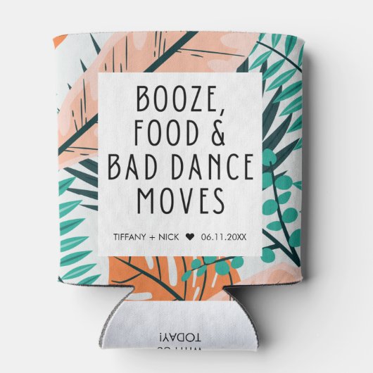 熱帯ビーチおもしろい結婚式の引き出物 缶クーラー (裏面)