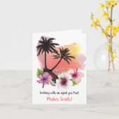 熱帯ビーチが匂いをポップ・アートのする カード (黄色い花)