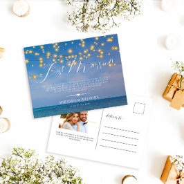 熱帯ビーチたった今結婚しました結婚の発表 ポストカード