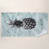 熱帯ビーチとサンディ・パイナップル |カスタム ビーチタオル (正面)