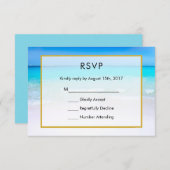 熱帯ビーチとターコイズシーウェディングRSVP 出欠カード (正面/裏面)