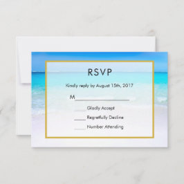 熱帯ビーチとターコイズシーウェディングRSVP 出欠カード