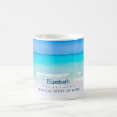 熱帯ビーチとターコイズ海パーソナライズされた コーヒーマグカップ (中央)