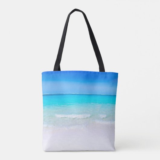熱帯ビーチとターコイズ海パーソナライズされた トートバッグ (裏面)