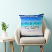 熱帯ビーチとターコイズ海結婚 クッション (椅子)