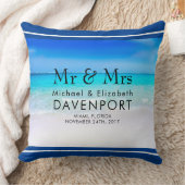 熱帯ビーチとターコイズ海結婚 クッション (ブランケット)