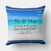 熱帯ビーチとターコイズ海結婚 クッション (裏面)