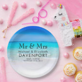 熱帯ビーチとターコイズ海結婚 ペーパープレート (パーティー)