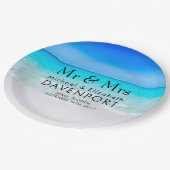 熱帯ビーチとターコイズ海結婚 ペーパープレート (アングル)