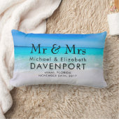 熱帯ビーチとターコイズ海結婚 ランバークッション (ブランケット)