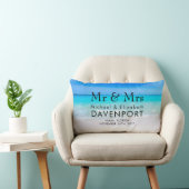 熱帯ビーチとターコイズ海結婚 ランバークッション (椅子)