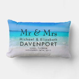 熱帯ビーチとターコイズ海結婚 ランバークッション