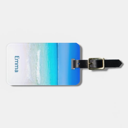 熱帯ビーチとターコイズ海 ラゲッジタグ (正面横)