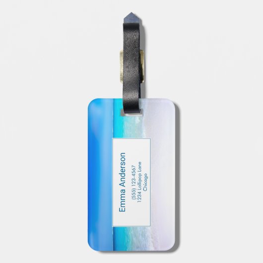 熱帯ビーチとターコイズ海 ラゲッジタグ (裏面縦)