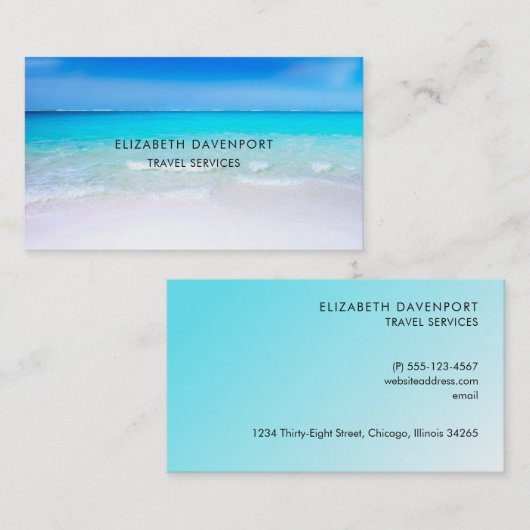熱帯ビーチとターコイズ海 名刺 (正面/裏面)