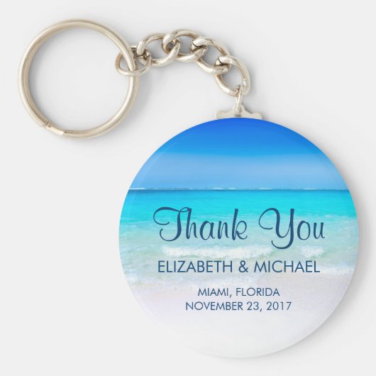 熱帯ビーチとターコイズ結婚海感謝してい キーホルダー (正面)