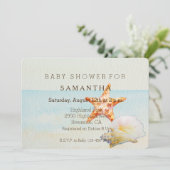 熱帯ビーチとヒトデとコンチのベビーシャワー 招待状 (スタンド正面)