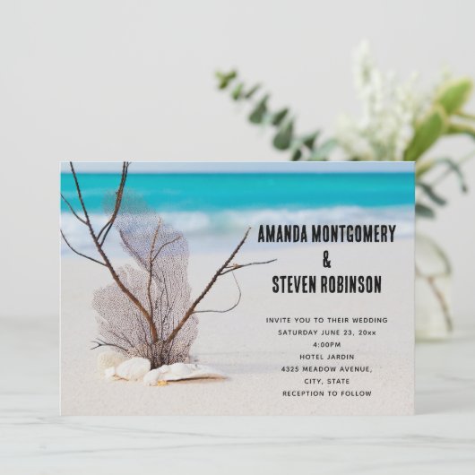 熱帯ビーチとホワイトシーシェル結婚ズ 招待状 (スタンド正面)